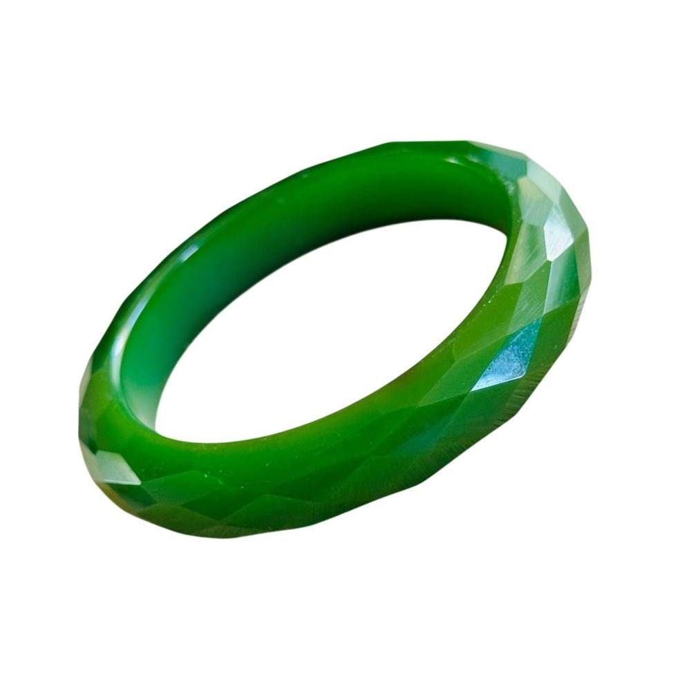 VTG Facted Spinach Carved Bakelite Bangle Bracelet‎ Tested Art Deco 36g Thick